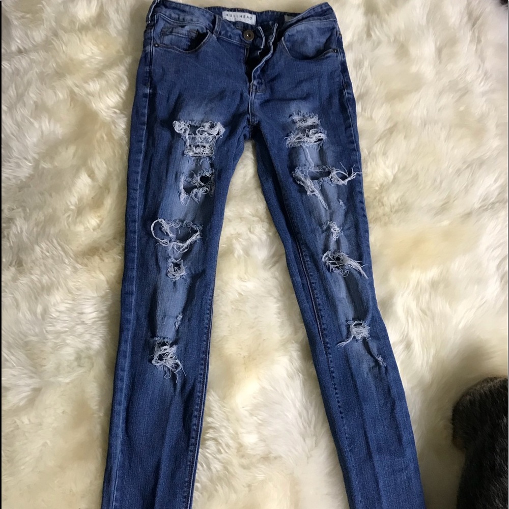 Ripped High Rise Blue Jeans
